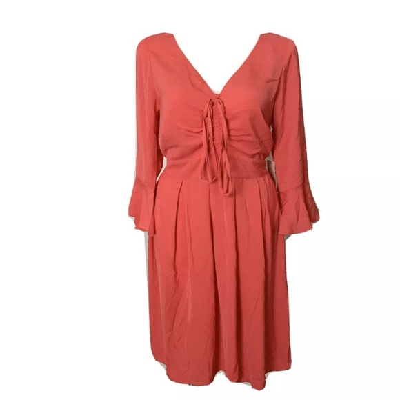 Eloquii NWT Coral Long Sleeve Bell Dress Plus Size - Picture 4 of 7